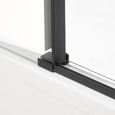 Serene Valley 60 x 66 Inch Big Roller Frameless Sliding Shower Door, Matte Black
