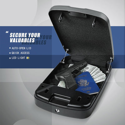 WINCENT Portable Gun Safe for Handguns with Fingerprint Scanner and LED Light - VMInnovations