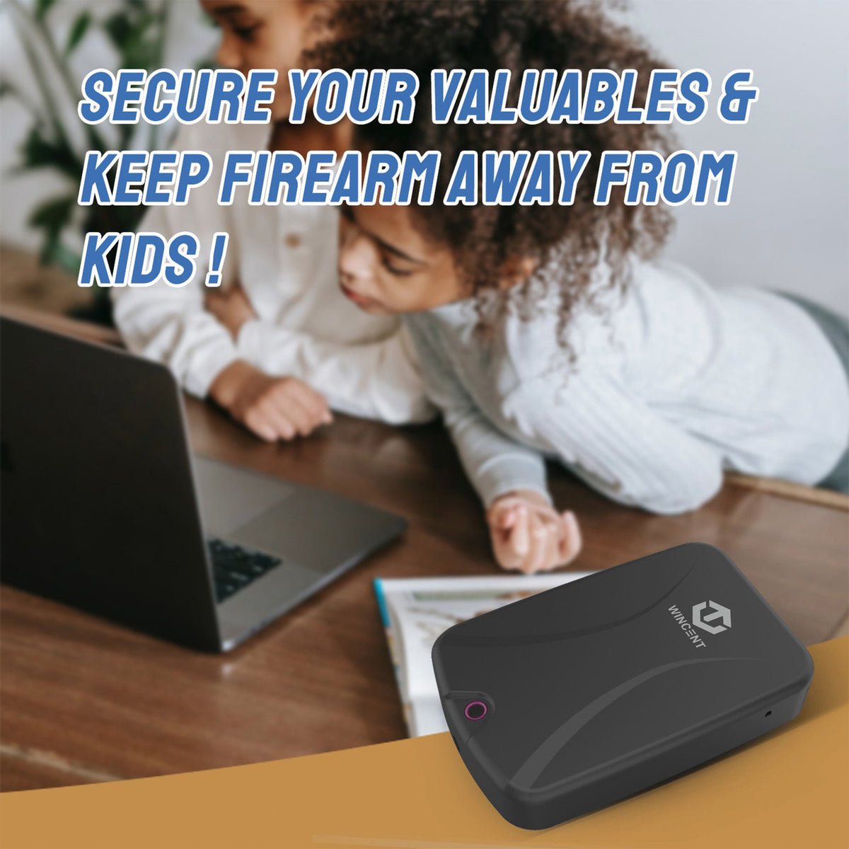 WINCENT Portable Gun Safe for Handguns with Fingerprint Scanner and LED Light - VMInnovations