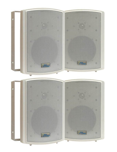 4) PYLE PDWR63 6.5" 700W Indoor/Outdoor Wall Audio Weatherproof Speakers White