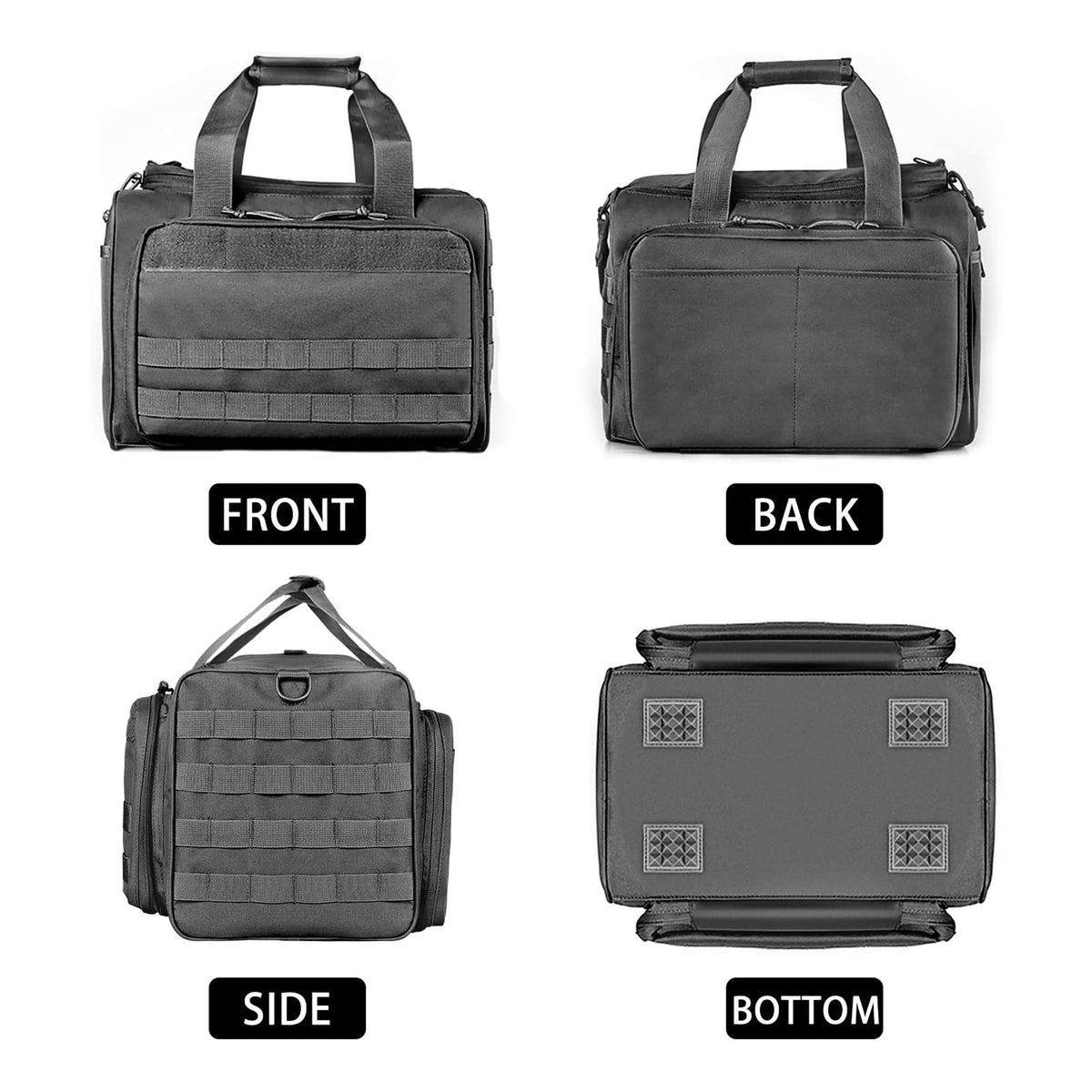 WINCENT Tactical Gun Range Bag with Magazine Slots for Handguns and Ammo, Black - VMInnovations