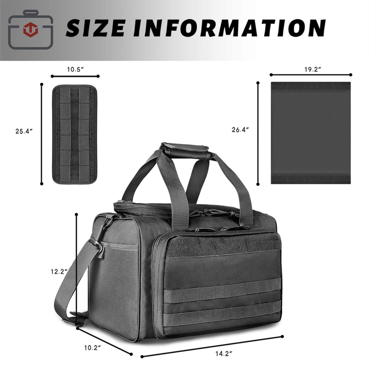 WINCENT Tactical Gun Range Bag with Magazine Slots for Handguns and Ammo, Black - VMInnovations