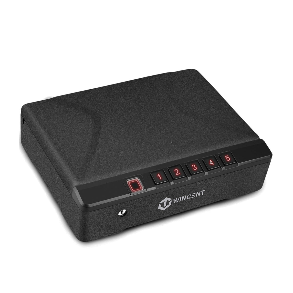 WINCENT P2BK Portable Gun Safe for Handguns with Fingerprint Scanner and LED Light - VMInnovations