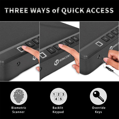 WINCENT P2BK Portable Gun Safe for Handguns with Fingerprint Scanner and LED Light - VMInnovations