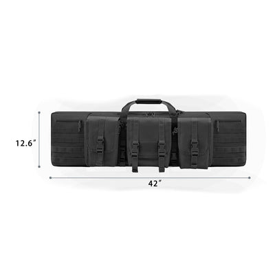 WINCENT 42 Inch Padded Tactical Double Long Rifle Bag w/ Exterior Pockets, Black - VMInnovations
