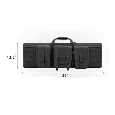 WINCENT 36 Inch Padded Tactical Double Long Rifle Bag w/ Exterior Pockets, Black - VMInnovations