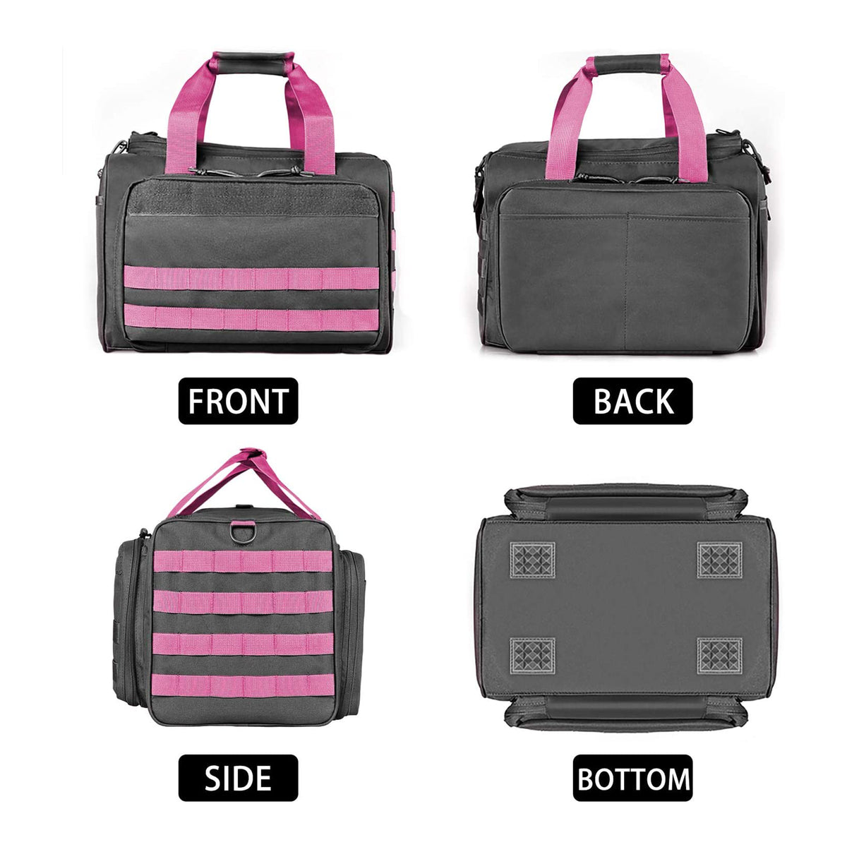 WINCENT Tactical Gun Range Bag with Magazine Slots for Handguns and Ammo, Pink - VMInnovations