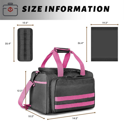 WINCENT Tactical Gun Range Bag with Magazine Slots for Handguns and Ammo, Pink - VMInnovations