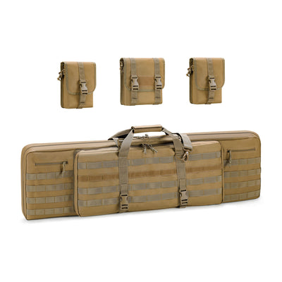 WINCENT 46 Inch Padded Tactical Double Long Rifle Bag w/ Exterior Pockets, Tan - VMInnovations