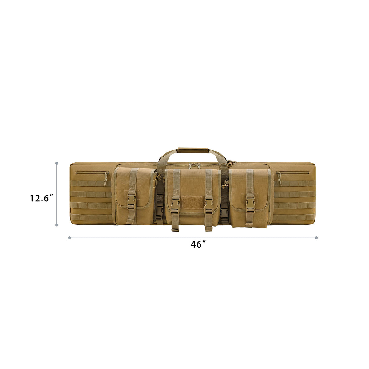 WINCENT 46 Inch Padded Tactical Double Long Rifle Bag w/ Exterior Pockets, Tan - VMInnovations