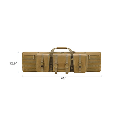 WINCENT 46 Inch Padded Tactical Double Long Rifle Bag w/ Exterior Pockets, Tan - VMInnovations
