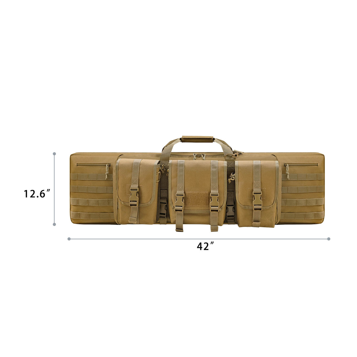 WINCENT 42 Inch Padded Tactical Double Long Rifle Bag w/ Exterior Pockets, Tan - VMInnovations