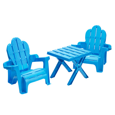 American Plastic Toys Indoor Outdoor Adirondack Table and Chairs for Kids, Blue