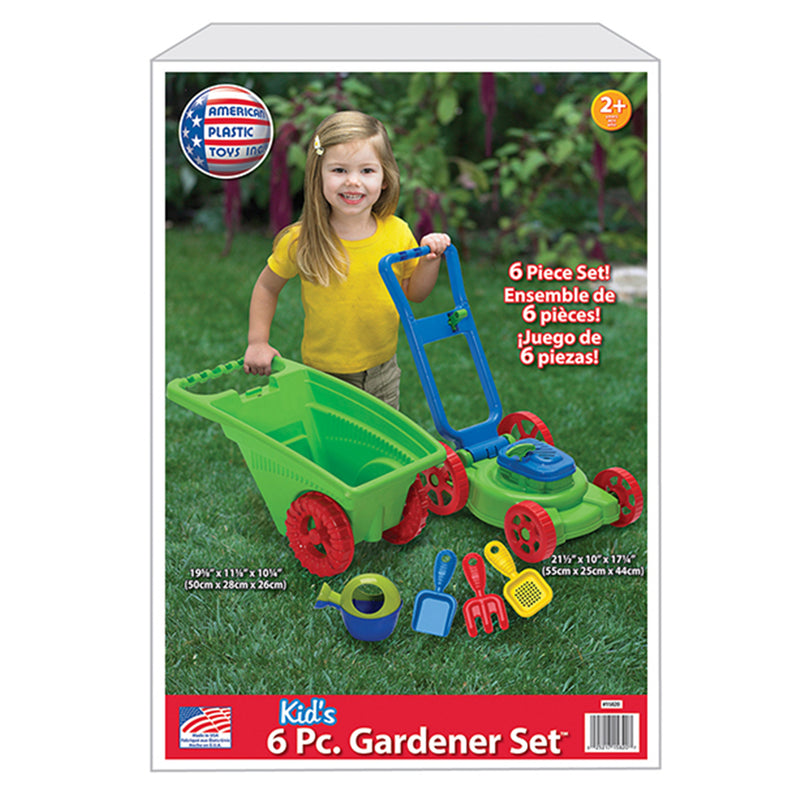 American Plastic Toys Kids Portable Play 6 Piece Outdoor Gardener, Multicolor