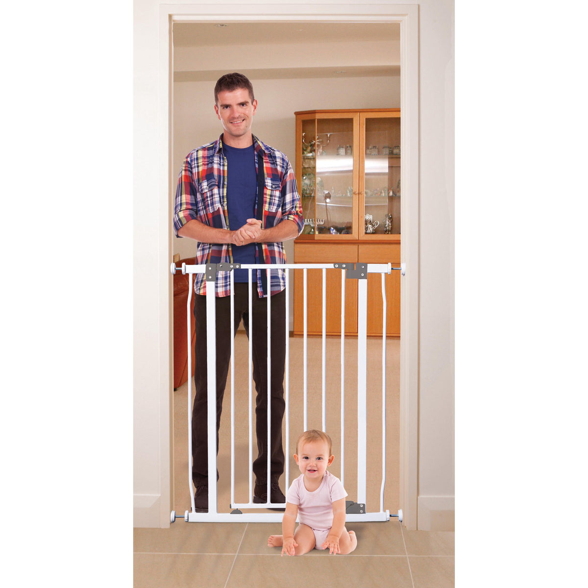 Dreambaby Liberty Baby Double Lock Safety Gate for 29.5-33 Inch Openings, White - VMInnovations