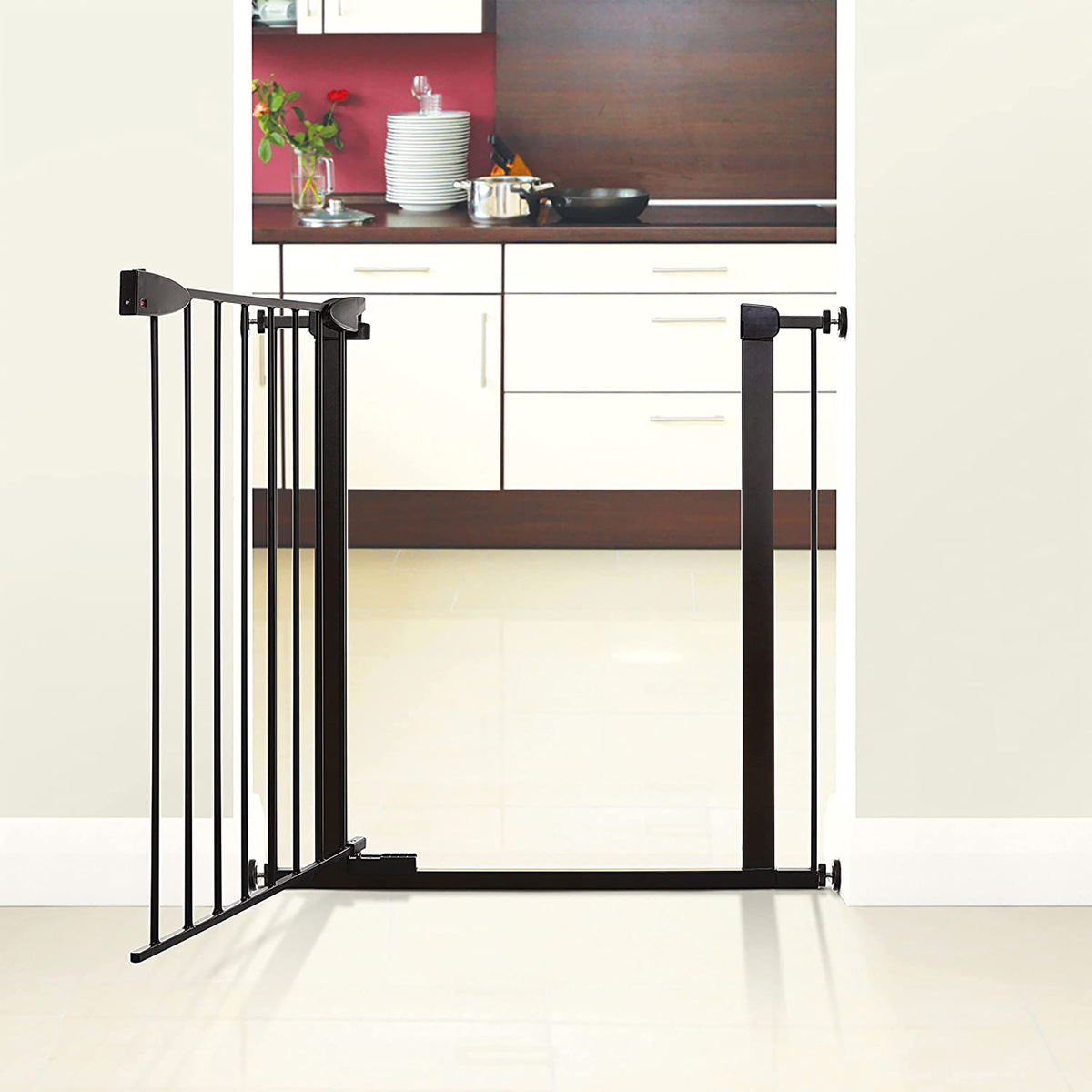Dreambaby Boston Extra Tall Auto Close Baby Gate with EZY Check Indicator, Black - VMInnovations