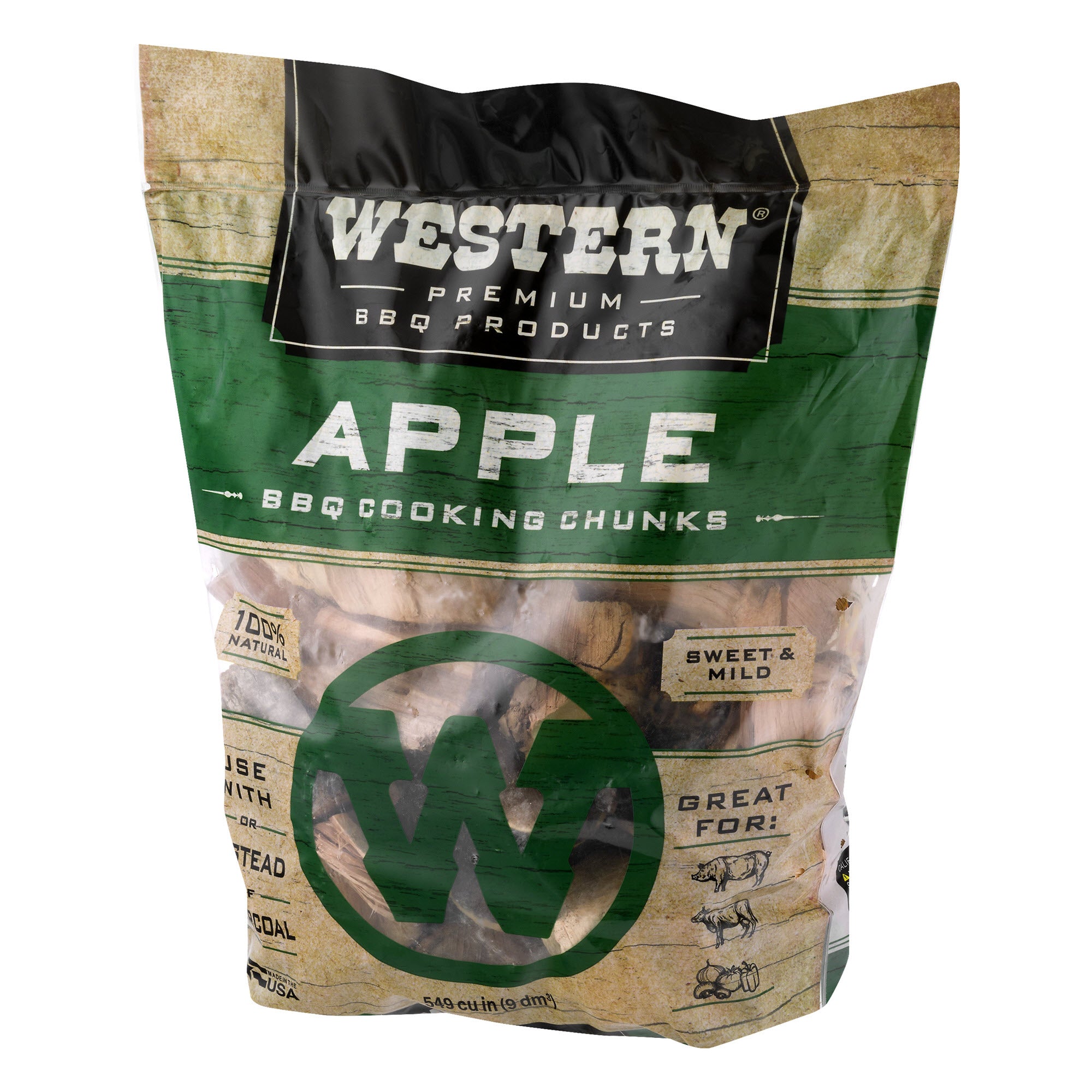Western BBQ 549 Cu In Premium Apple Wood BBQ Grill/Smoker Cooking Chips (4 Pack)
