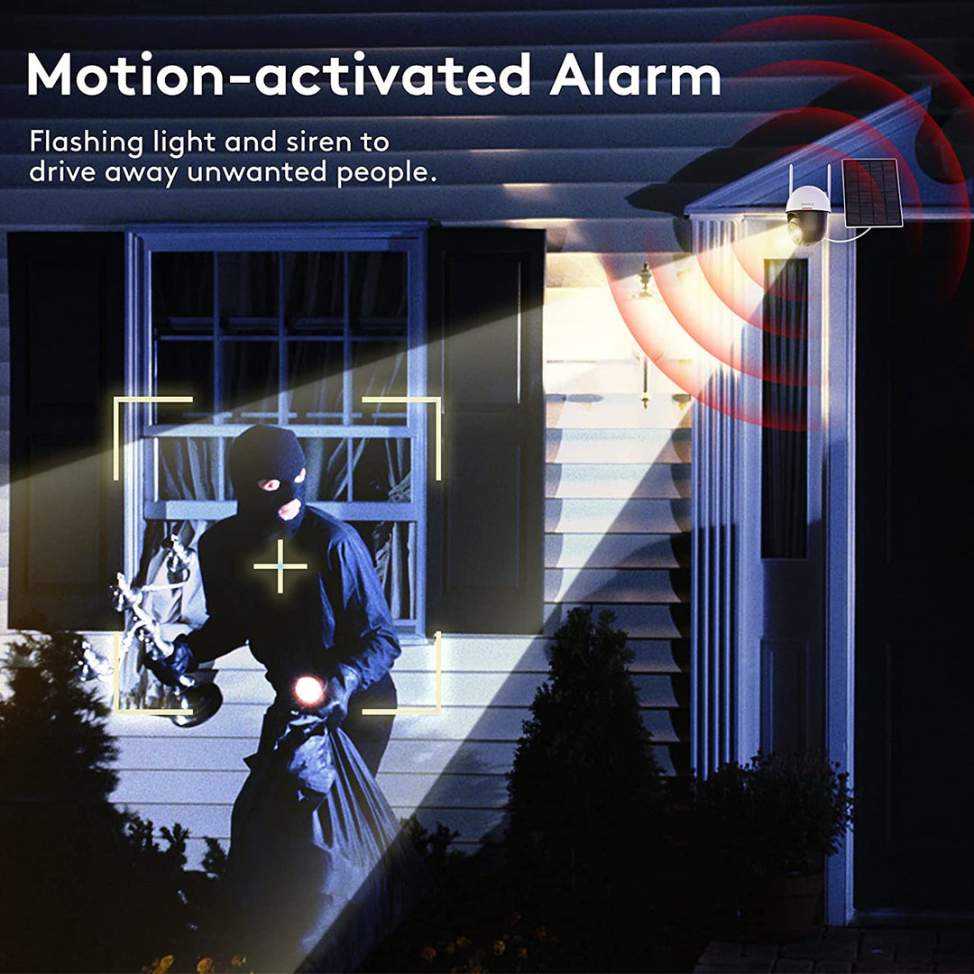 DEKCO WiFi Rotating Outdoor SolarDome Home Security Camera MotionAlarm(Open Box)