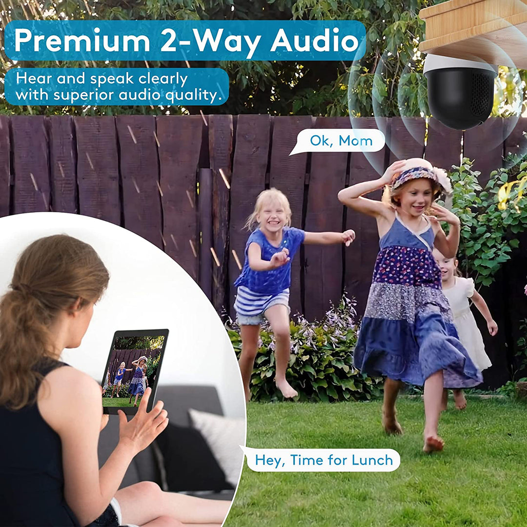 DEKCO WiFi Rotating Outdoor SolarDome Home Security Camera MotionAlarm(Open Box)