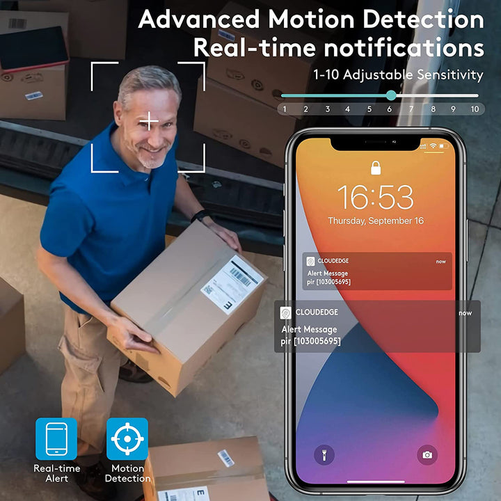 DEKCO WiFi Rotating Outdoor SolarDome Home Security Camera MotionAlarm(Open Box)