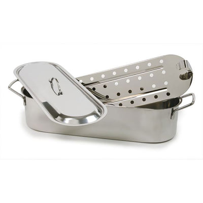 NorPro 280 20.5 Inch Stainless Steel Fish Poacher with Lid and Perforated Rack
