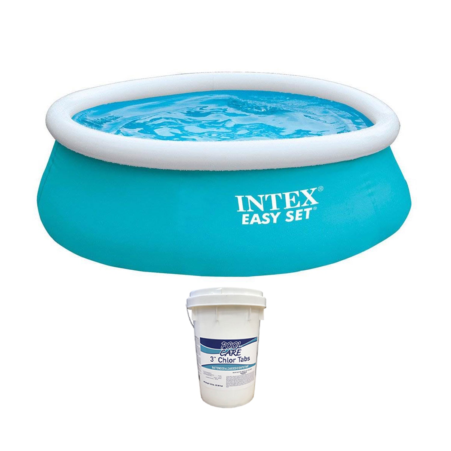 Intex 6ft x 20in Easy Set Inflatable Outdoor KidsSwimming Pool & Chlorine Tabs - VMInnovations