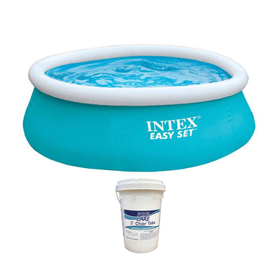 Intex 6ft x 20in Easy Set Inflatable Outdoor KidsSwimming Pool & Chlorine Tabs - VMInnovations