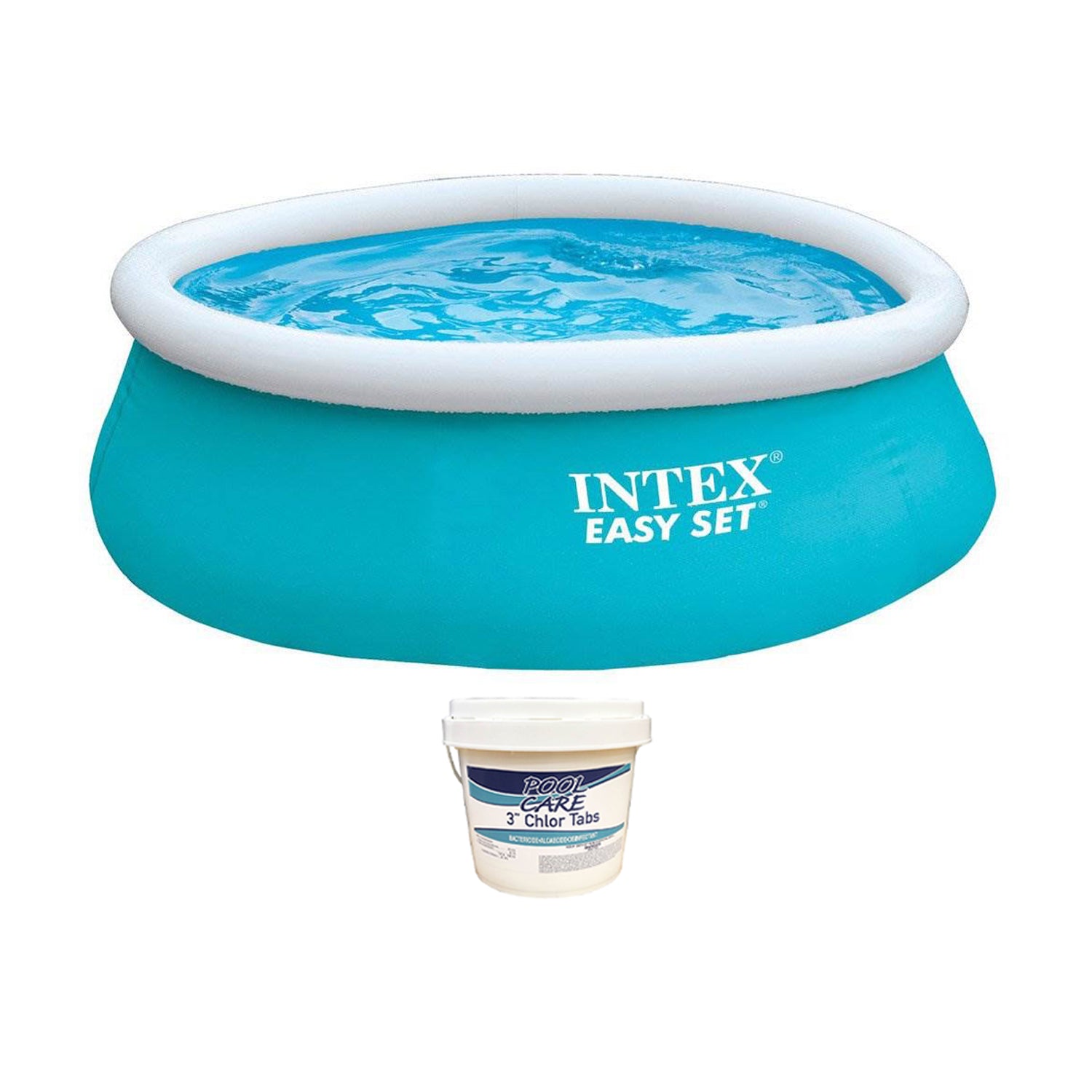 Intex 6ft x 20in Easy Set Inflatable Outdoor KidsSwimming Pool & Chlorine Tabs - VMInnovations