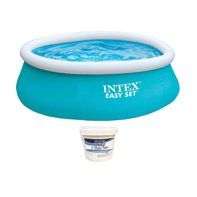 Intex 6ft x 20in Easy Set Inflatable Outdoor KidsSwimming Pool & Chlorine Tabs - VMInnovations
