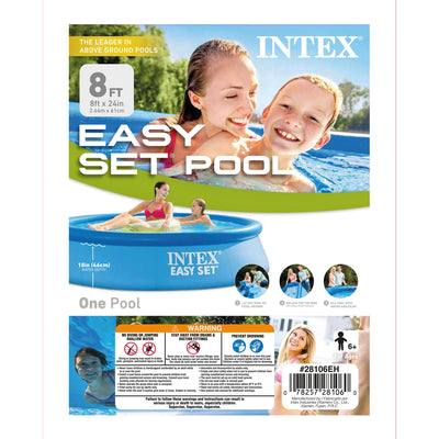 Intex 28106EH 8Ft X 24In Inflatable Outdoor Swimming Pool and Chlorine Tabs - VMInnovations