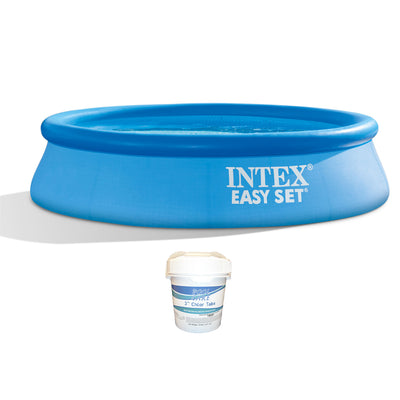 Intex 28106EH 8Ft X 24In Inflatable Outdoor Swimming Pool and Chlorine Tabs