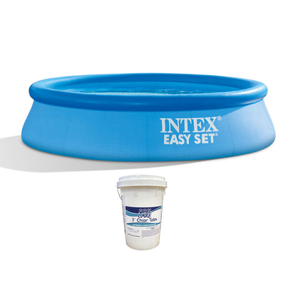 Intex 28106EH 8Ft X 24In Inflatable Outdoor Swimming Pool and Chlorine Tabs - VMInnovations