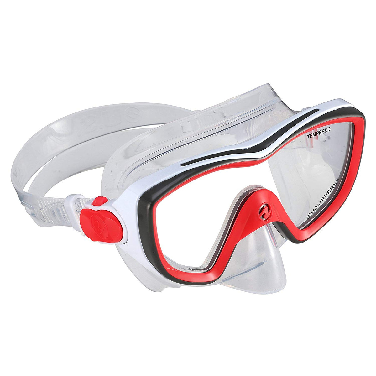 U.S. Divers Diva Women Snorkeling Mask, Snorkel, Fins, and Bag, Red (Open Box)