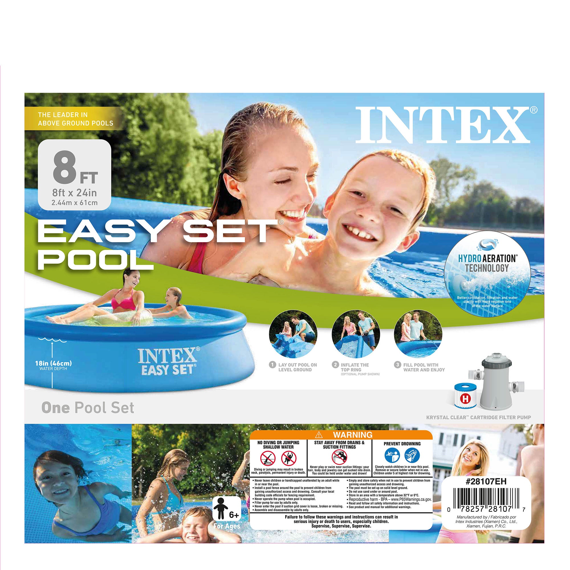 Intex 28107EH 8 x 24 Inch Inflatable Swimming Pool with Filter and Chlorine Tabs - VMInnovations