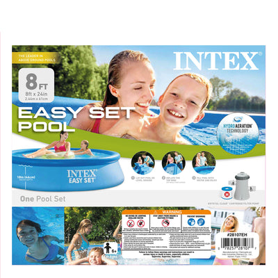 Intex 28107EH 8 x 24 Inch Inflatable Swimming Pool with Filter and Chlorine Tabs