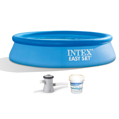 Intex 28107EH 8 foot x 24 Inch Inflatable Swimming Pool with Filter and Chlorine Tabs - VMInnovations