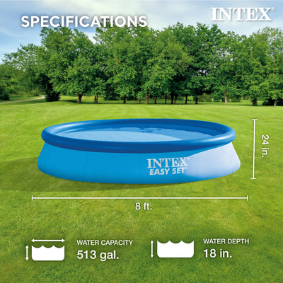 Intex 28107EH 8x24" Easy Set Inflatable Swimming Pool with Filter Blue(Open Box) - VMInnovations