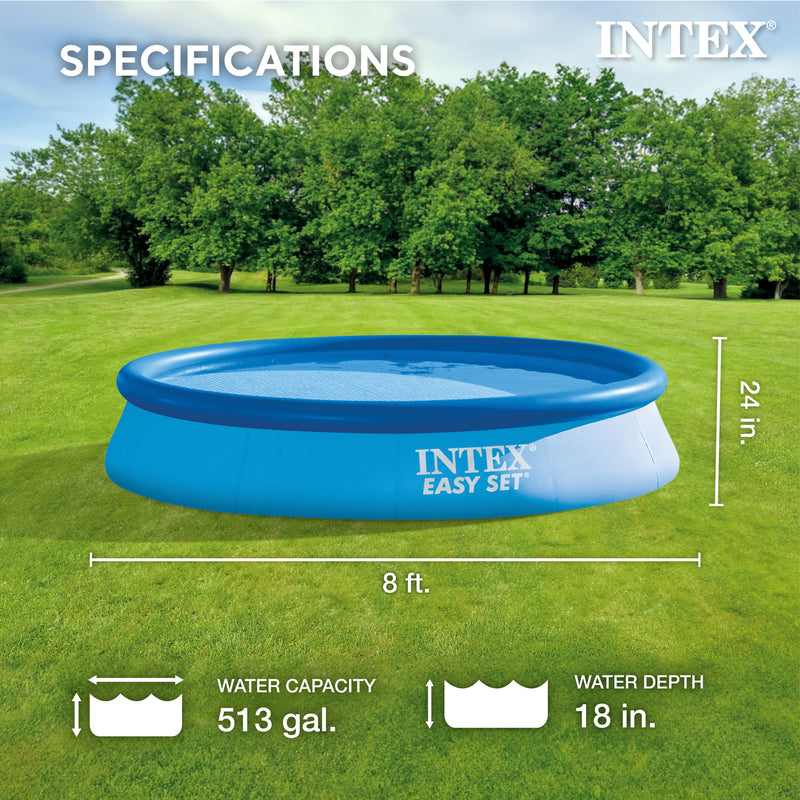 Intex 28107EH 8 x 24 Inch Easy Set Inflatable Pool with Filter, Blue (Used)