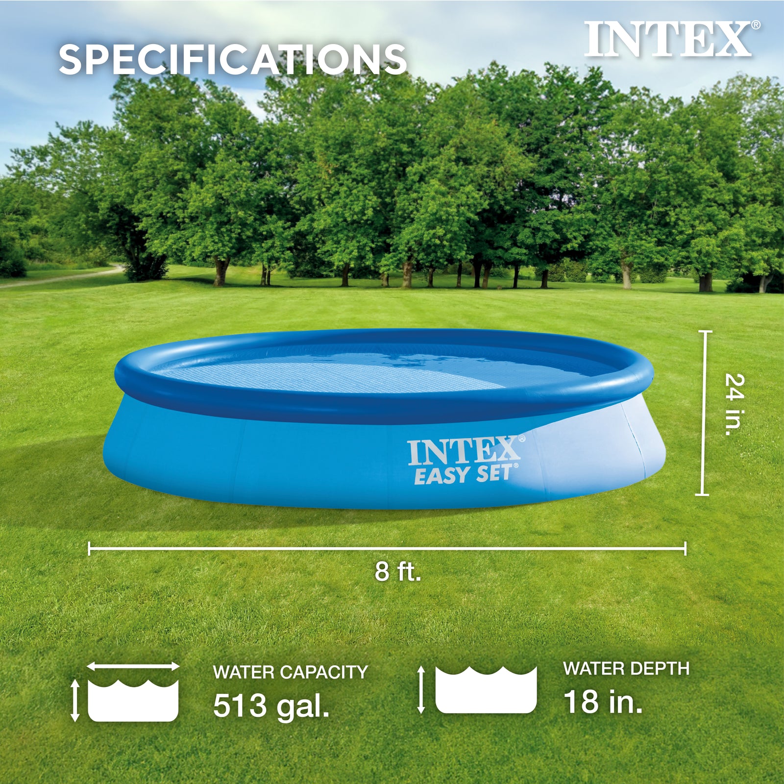 Intex 28107EH 8 x 24 Inch Easy Set Inflatable Pool with Filter, Blue (Used) - VMInnovations