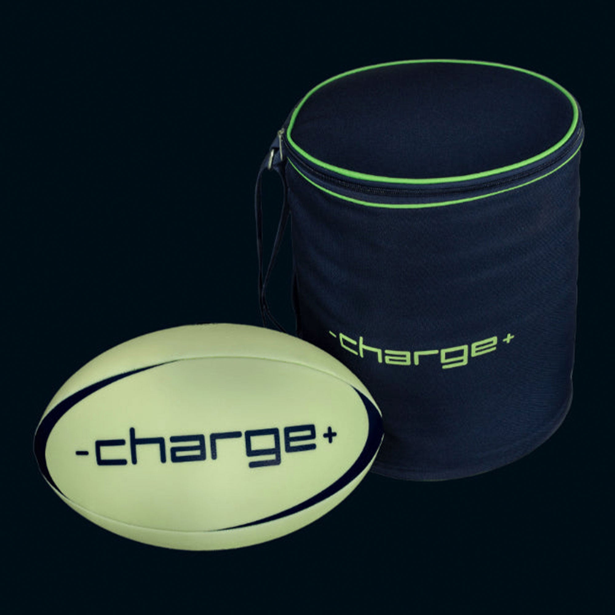 Chargeball Glow In The Dark Rugby Ball PRO Kit w/ Bag & Premium 12 Inch Softball - VMInnovations