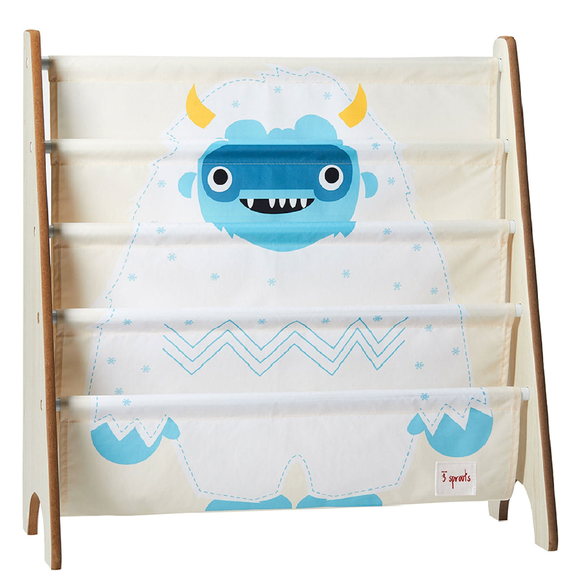 3 Sprouts Kids and Toddlers Bookshelf Rack for Bedroom and Playroom, Yeti Print - VMInnovations