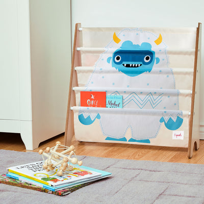 3 Sprouts Kids and Toddlers Bookshelf Rack for Bedroom and Playroom, Yeti Print - VMInnovations