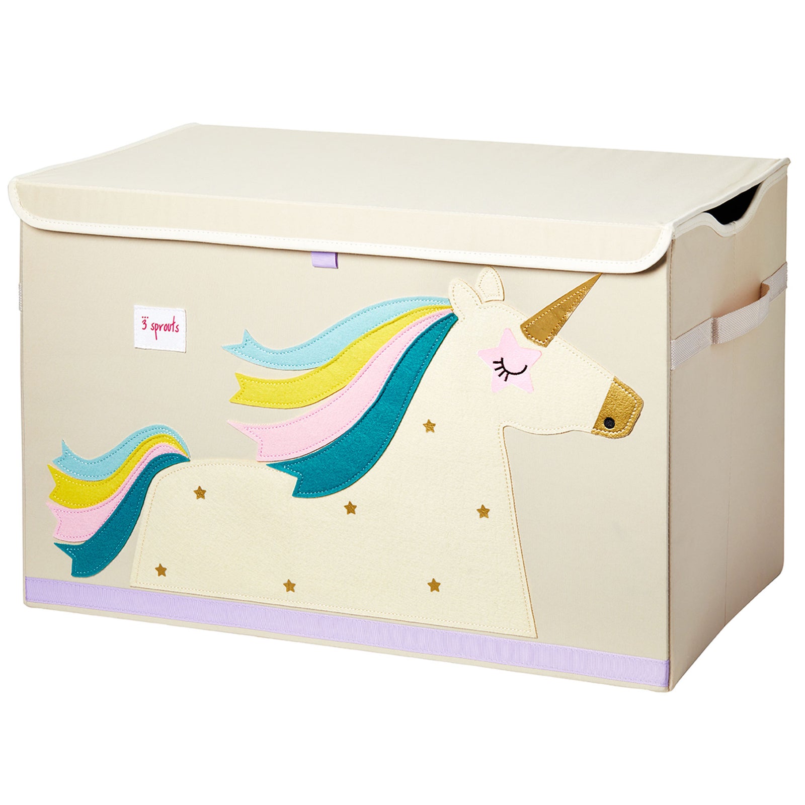 3 Sprouts Collapsible Toy Chest Storage Bin for Kids Playroom, Unicorn(Open Box) - VMInnovations
