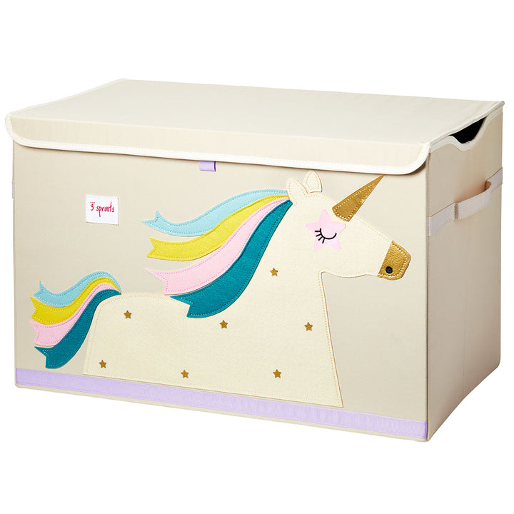 3 Sprouts Collapsible Toy Chest Storage Bin for Kids Playroom, Unicorn(Open Box)