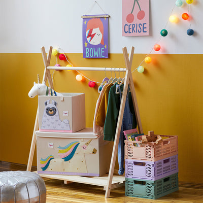 3 Sprouts Collapsible Toy Chest Storage Bin for Kids Playroom, Unicorn(Open Box) - VMInnovations