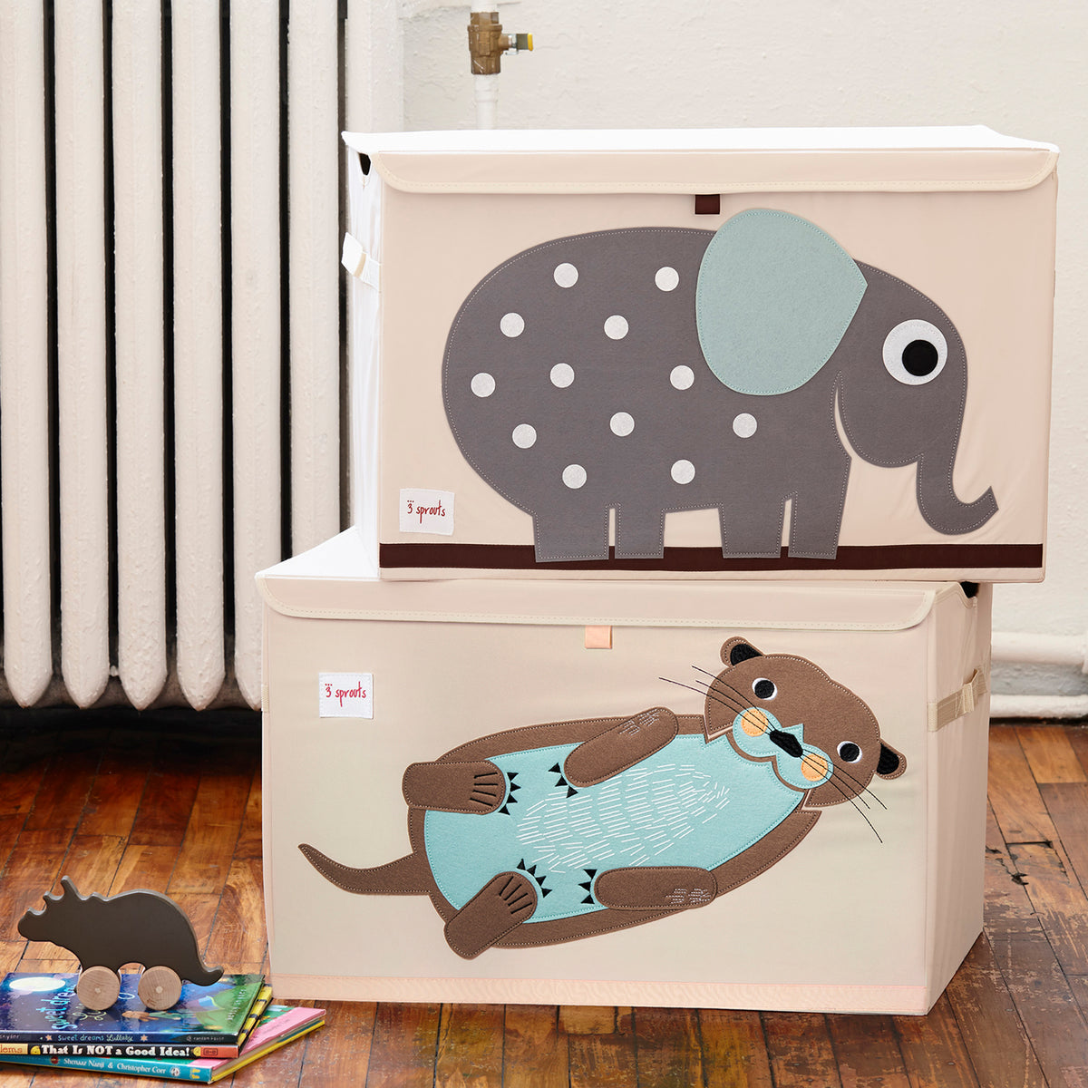 3 Sprouts UTCOTR Collapsible Toy Chest Storage Bin for Kids Playroom, Otter