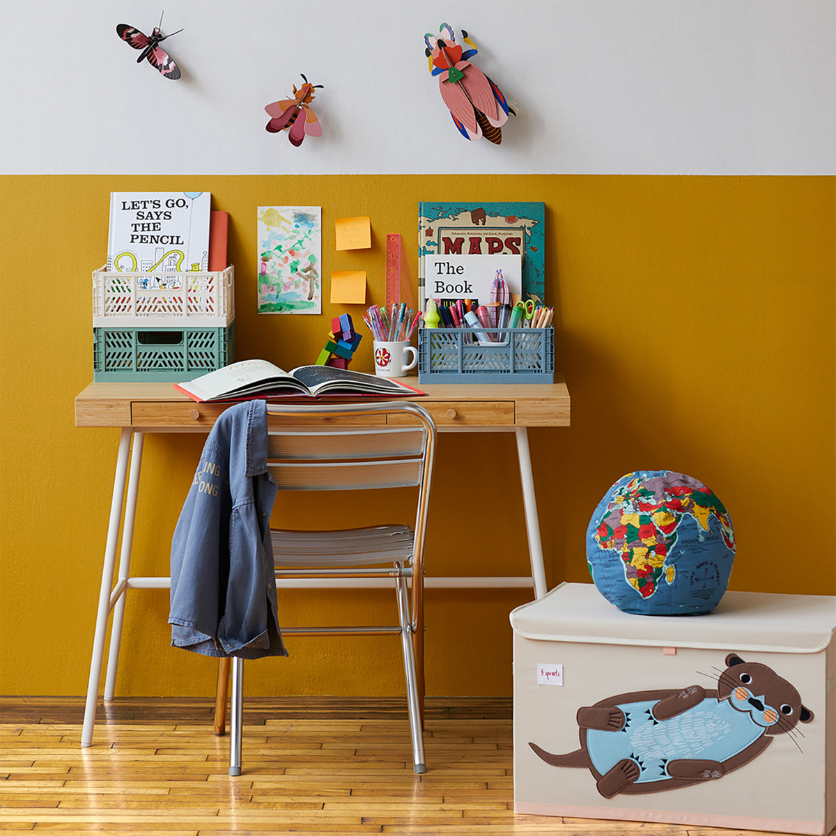 3 Sprouts UTCOTR Collapsible Toy Chest Storage Bin for Kids Playroom, Otter