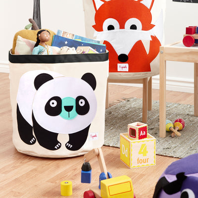 3 Sprouts Foldable Storage Cube Bin Box & Canvas Laundry Bin Basket, Panda Bear