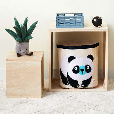 3 Sprouts Foldable Storage Cube Bin Box & Canvas Laundry Bin Basket, Panda Bear
