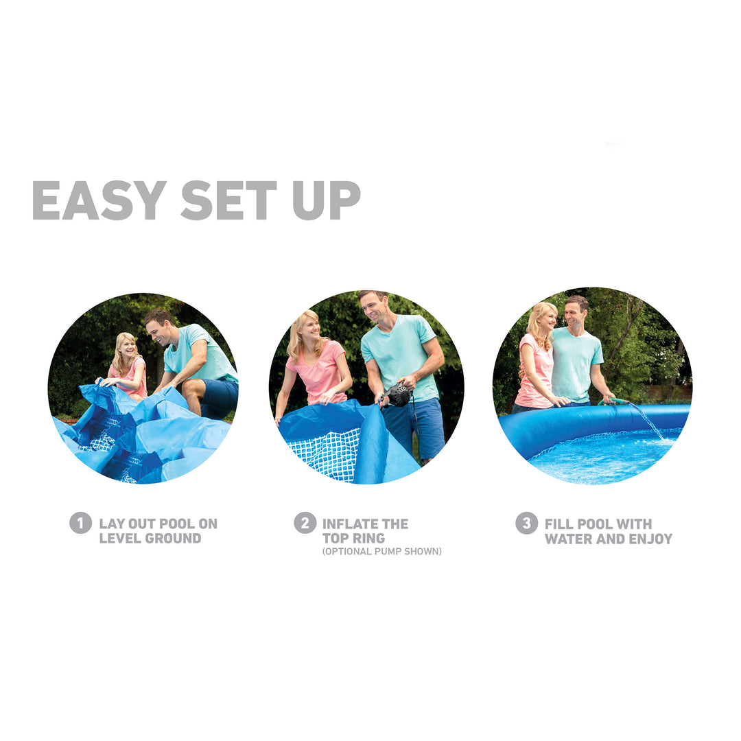 Intex 10' x 24" Foot Easy Set Inflatable Circular Vinyl Swimming Pool, Blue